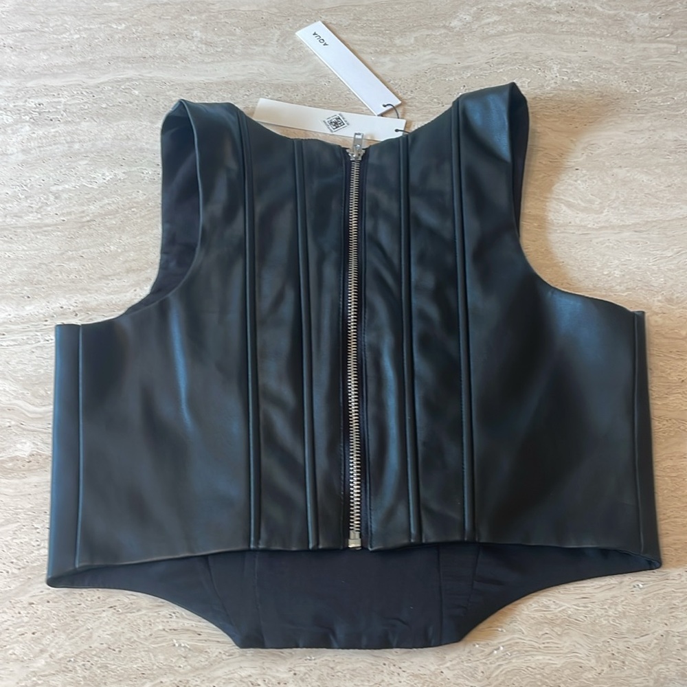 New! AQUA ‘Fara Faux Leather Corset’ Top - Picture 12 of 12